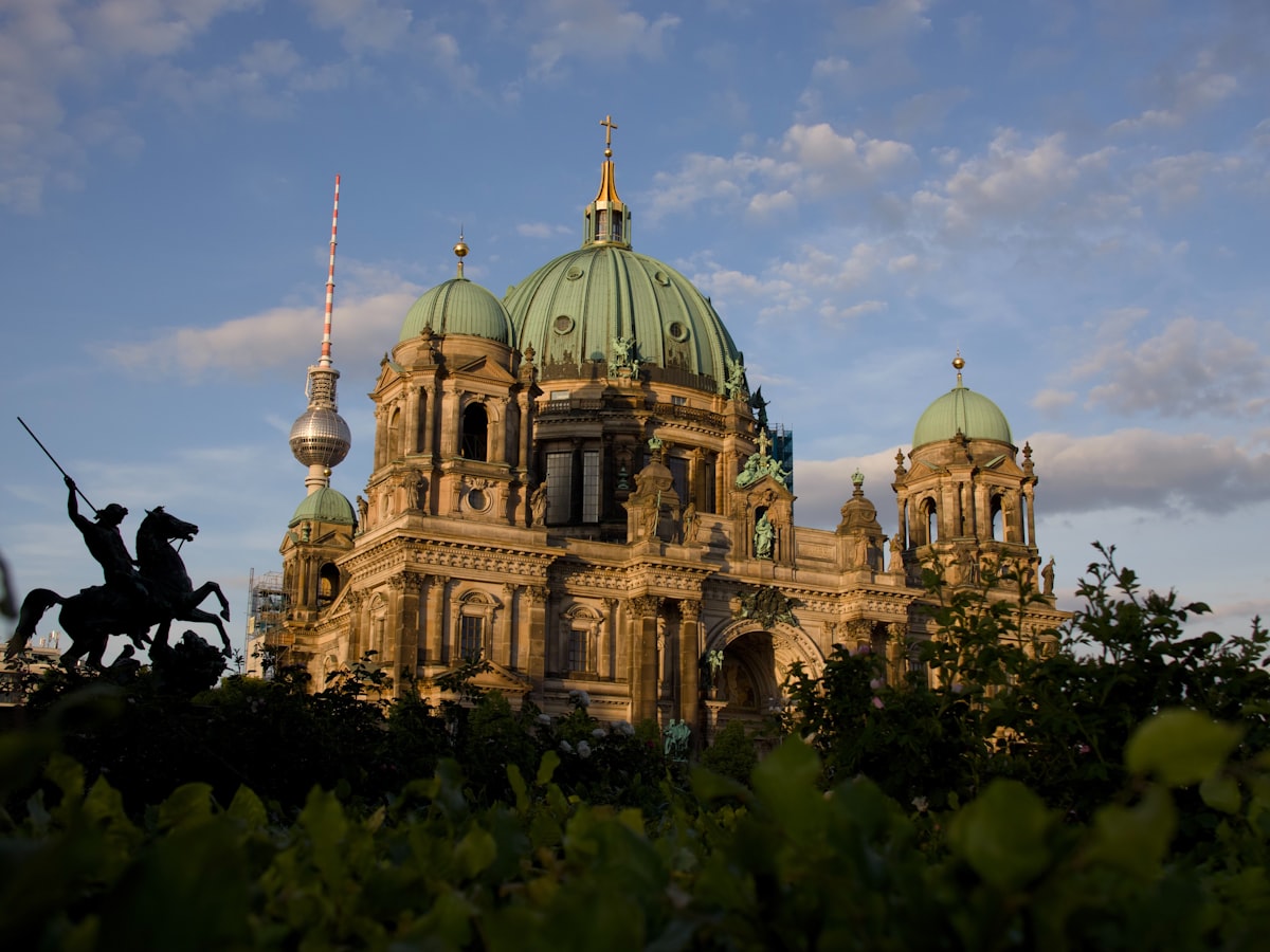 Berlin cathedral and the TV tower stand tall.