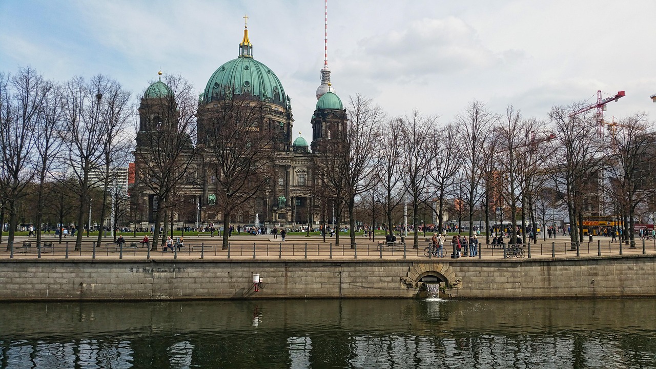 berlin cathedral, architecture, city, channel, sightseeing, berlin, historical, landmark, church, dom, pleasure garden, television tower, germany