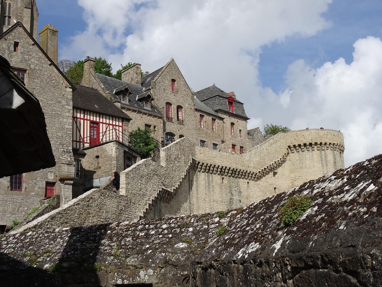 mont saint michel, castle, france, medieval architecture