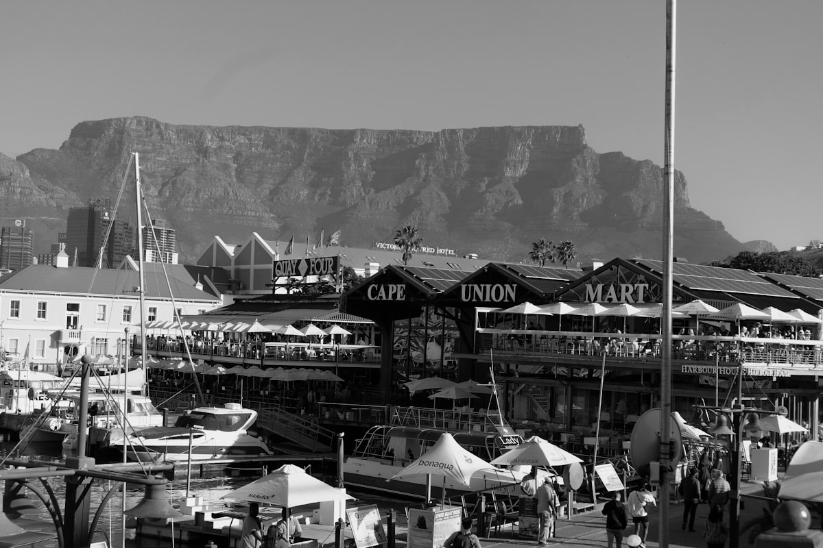 a group of people at a dock