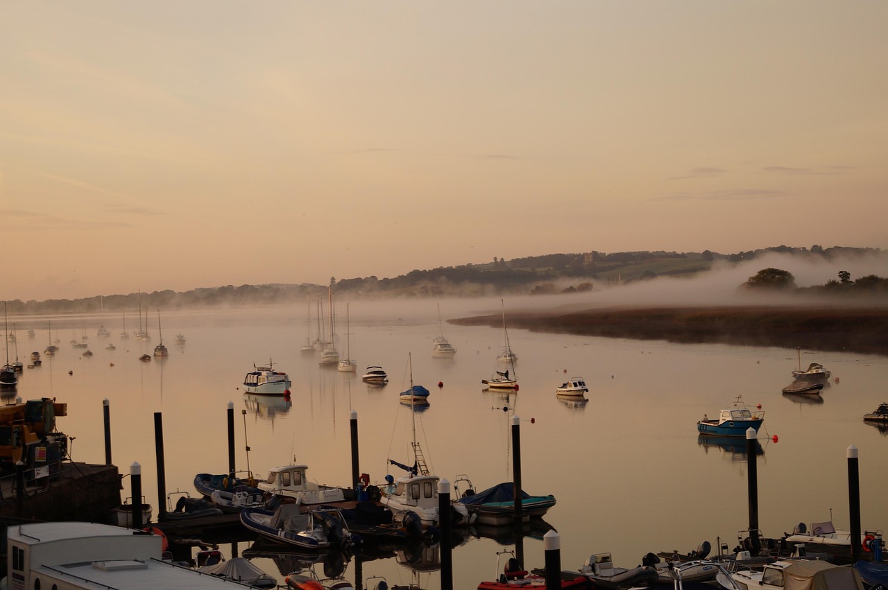 harbour, harbor, yacht, nature, dusk, estuary, sky, sea, mist