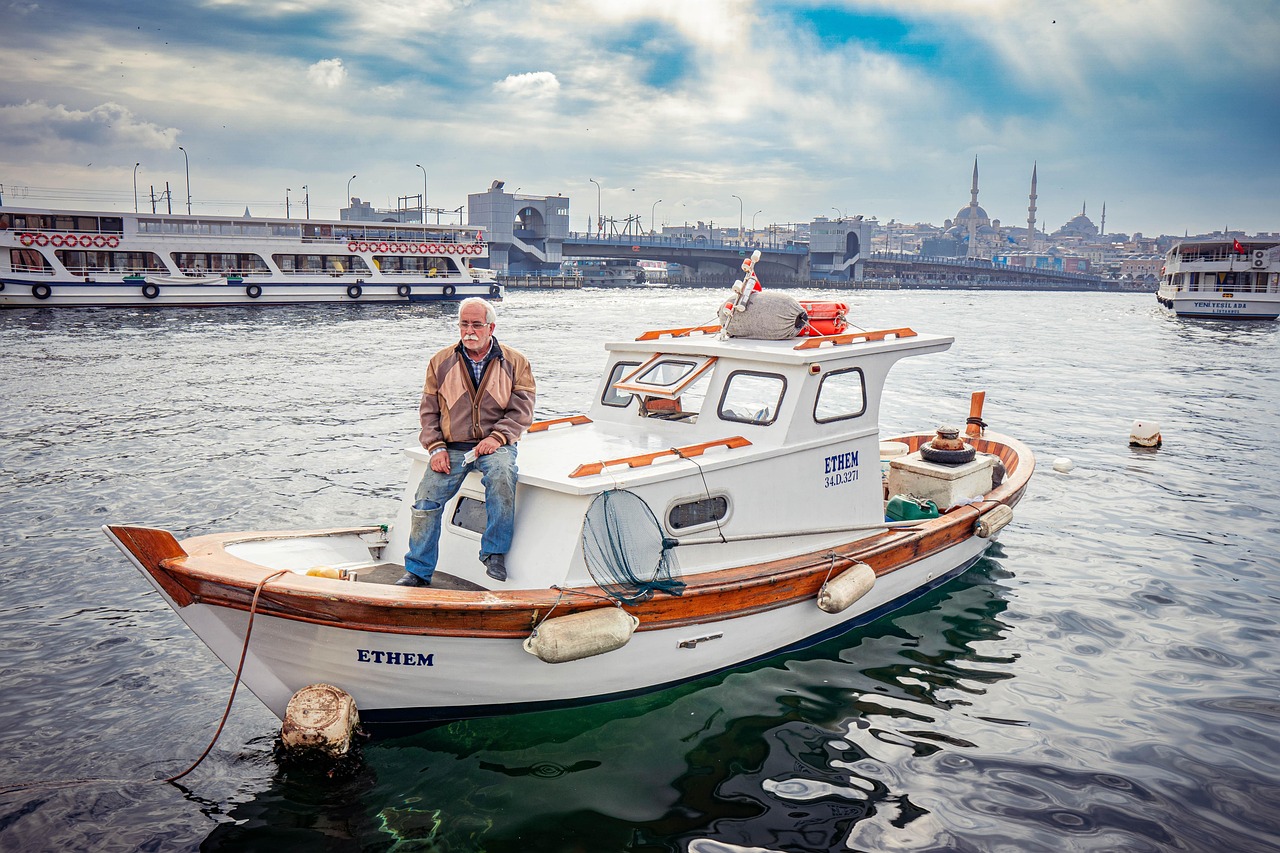 istanbul, boat, sea, galata, nature, bridge, sailing, fisherman, fishing boat, turkey