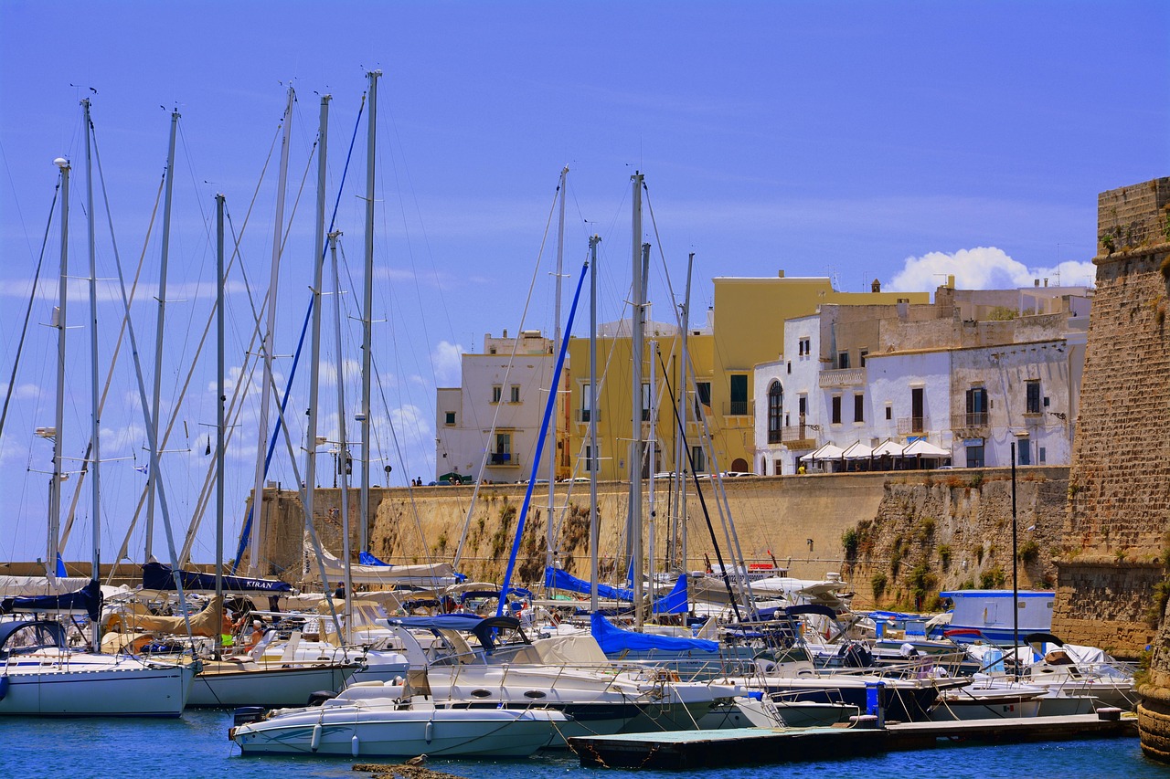 port, boats, nature, gallipoli, salento, puglia, sea, italy, water, clouds, summer, panorama, vela, tourism