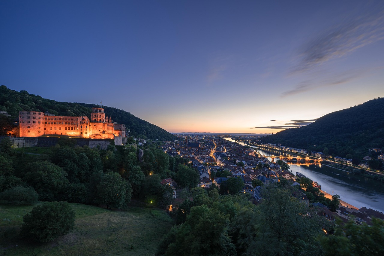 heidelberg, castle, historical, neckar, germany, historic center, city, architecture, fortress, baden-wuerttemberg, building, bridge, flow, old, tourism, houses, to travel, cityscape, facade, lighting, night, blue hour, city lights, heidelberg, heidelberg, heidelberg, heidelberg, heidelberg