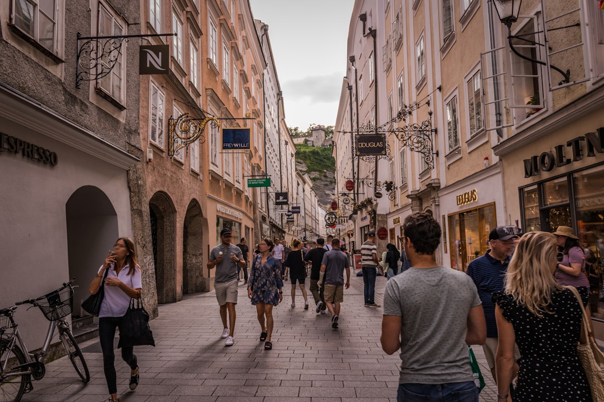 people walking on a street