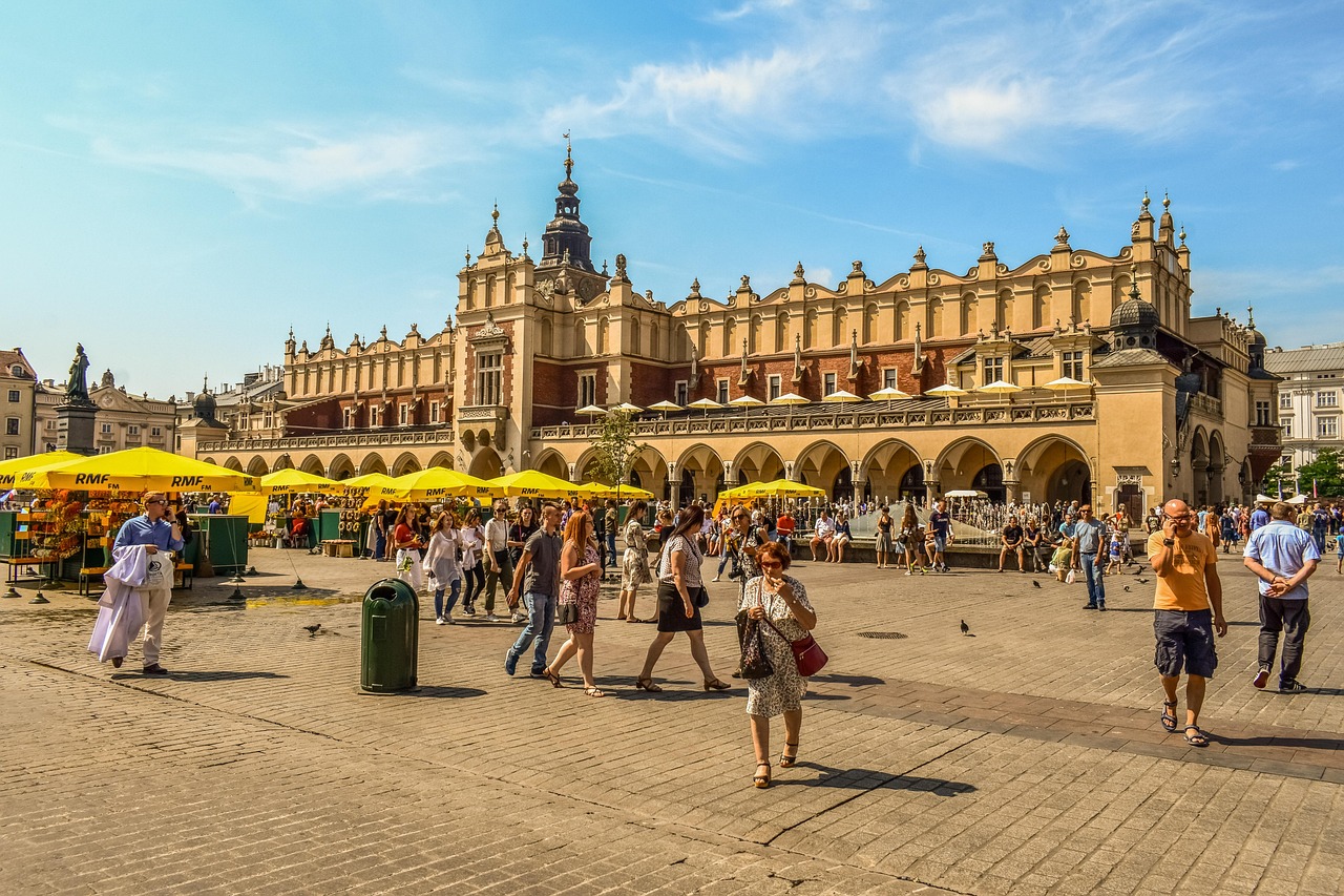 krakow, poland, the sukiennice, architecture, history, tourism, summer, holidays, city, nature, building, marketplace, square, market, culture, heritage, europe, brown history, brown culture, brown market