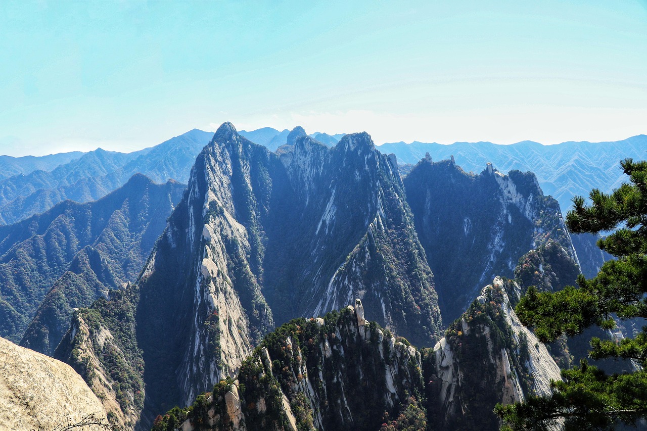 china, shaanxi province, huashan, mountain, travel, nature, natural, cliff, mountain peak