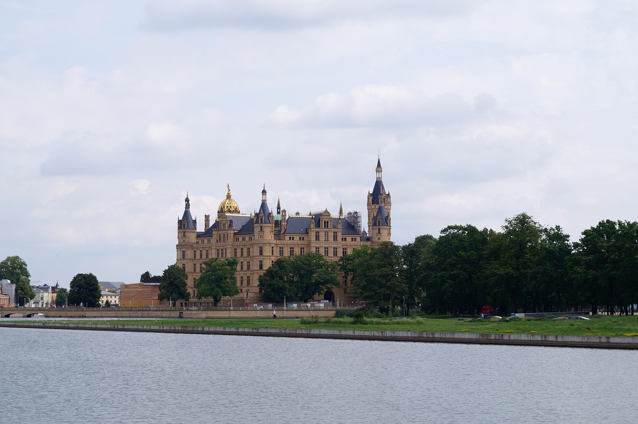 castle, lake, nature, schwerin, park