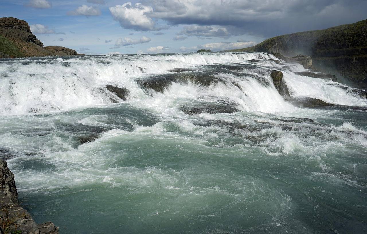 gullfoss, waterfall, iceland, force of nature, enormous, landscape, nature
