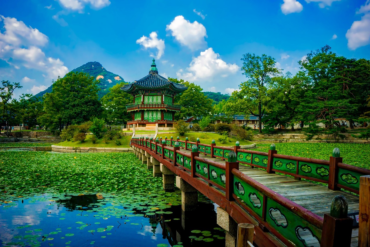 gyeongbokgung palace, temple, south korea, landmark, historic, pond, mountains, landscape, attractions, tourism, pedestrian bridge, trees, nature, outdoors, hdr, gyeongbokgung palace, gyeongbokgung palace, gyeongbokgung palace, gyeongbokgung palace, gyeongbokgung palace, south korea, south korea, south korea
