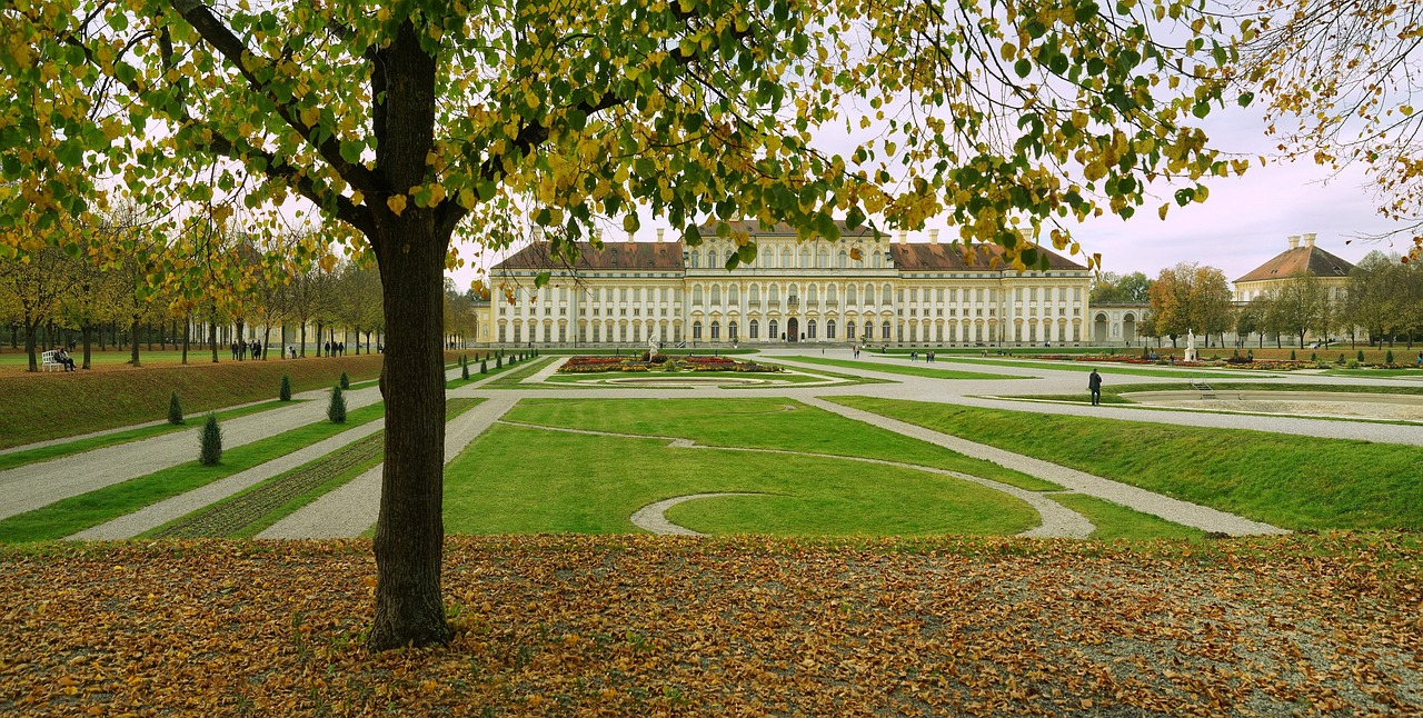 schleissheim palace, palace, nature, courtyard, garden, palace garden, baroque garden, baroque palace, baroque complex, schleissheim palace in summer, summer, tree, landscape, schleissheim, munich, germany