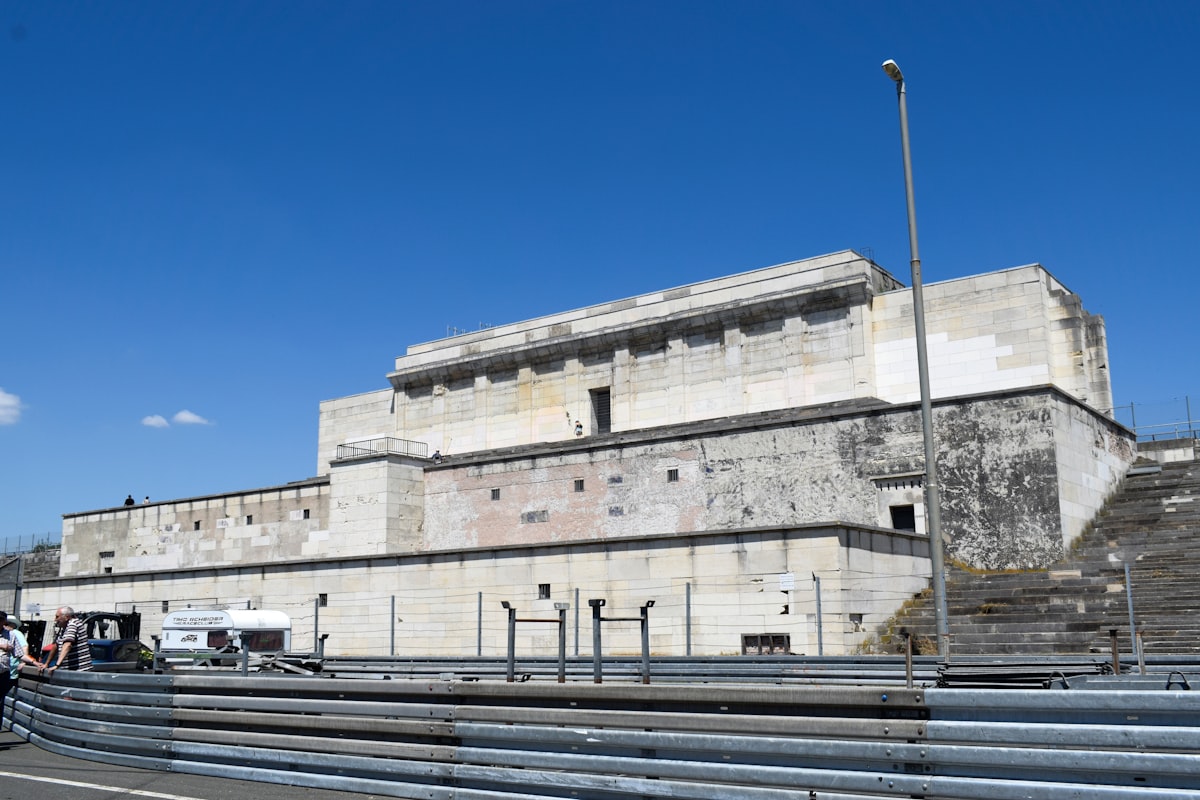 a group of people standing in front of a building