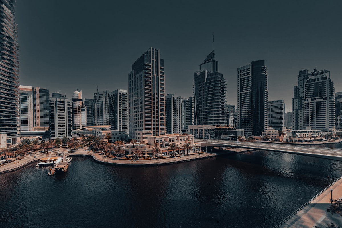 A view of a city from a bridge