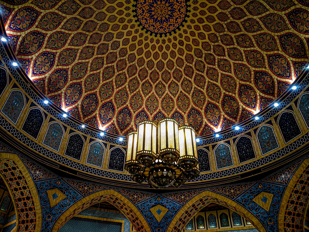 a domed ceiling with a spiral staircase