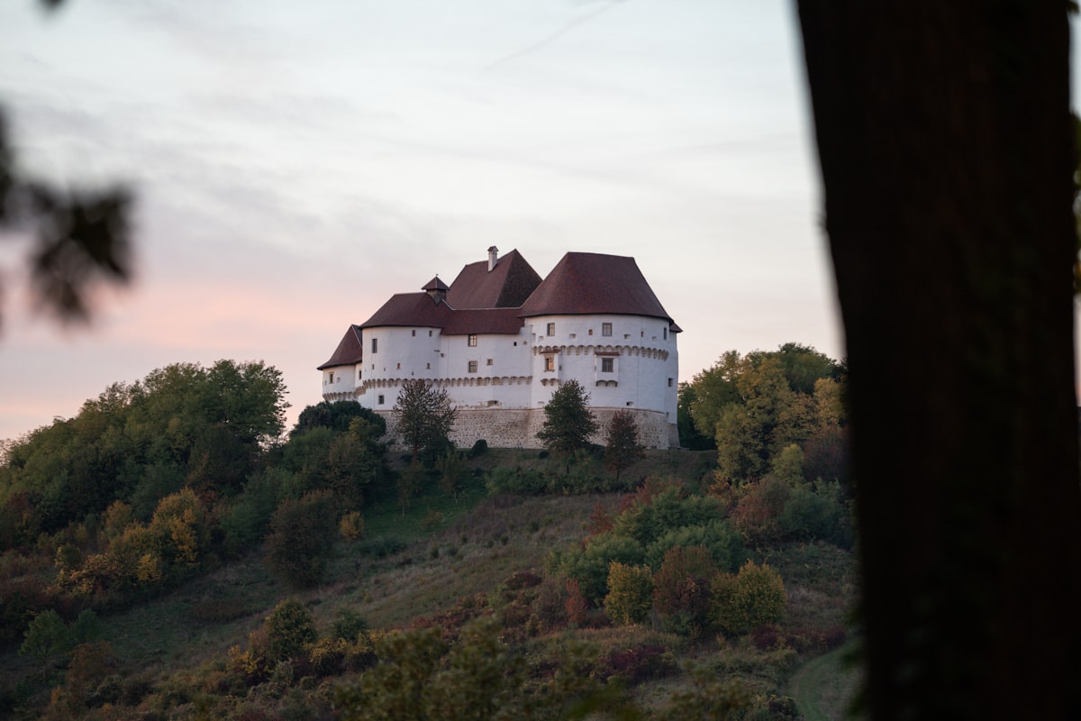 Castle on a hill at sunset