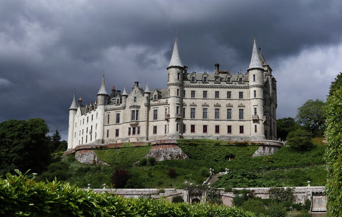 a large castle with many windows