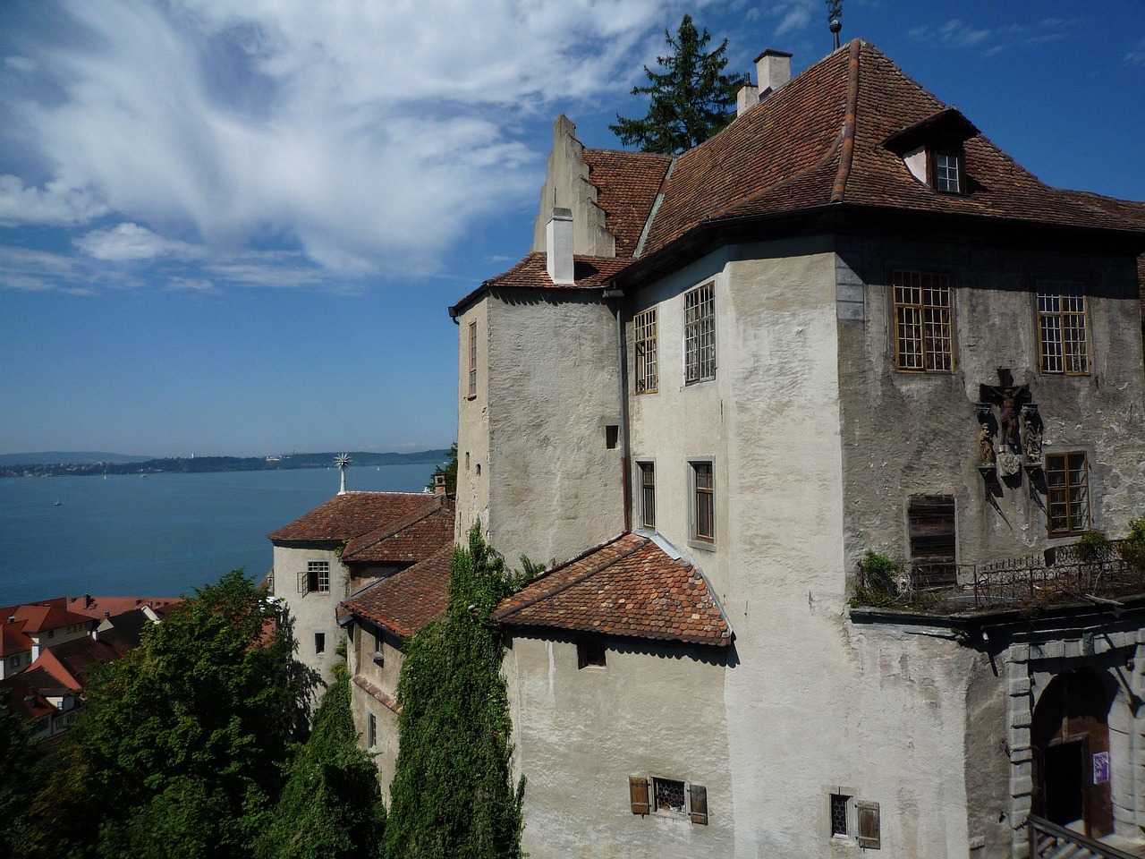 lake constance, castle, meersburg, castle meersburg, old castle, hillside castle, building, architecture