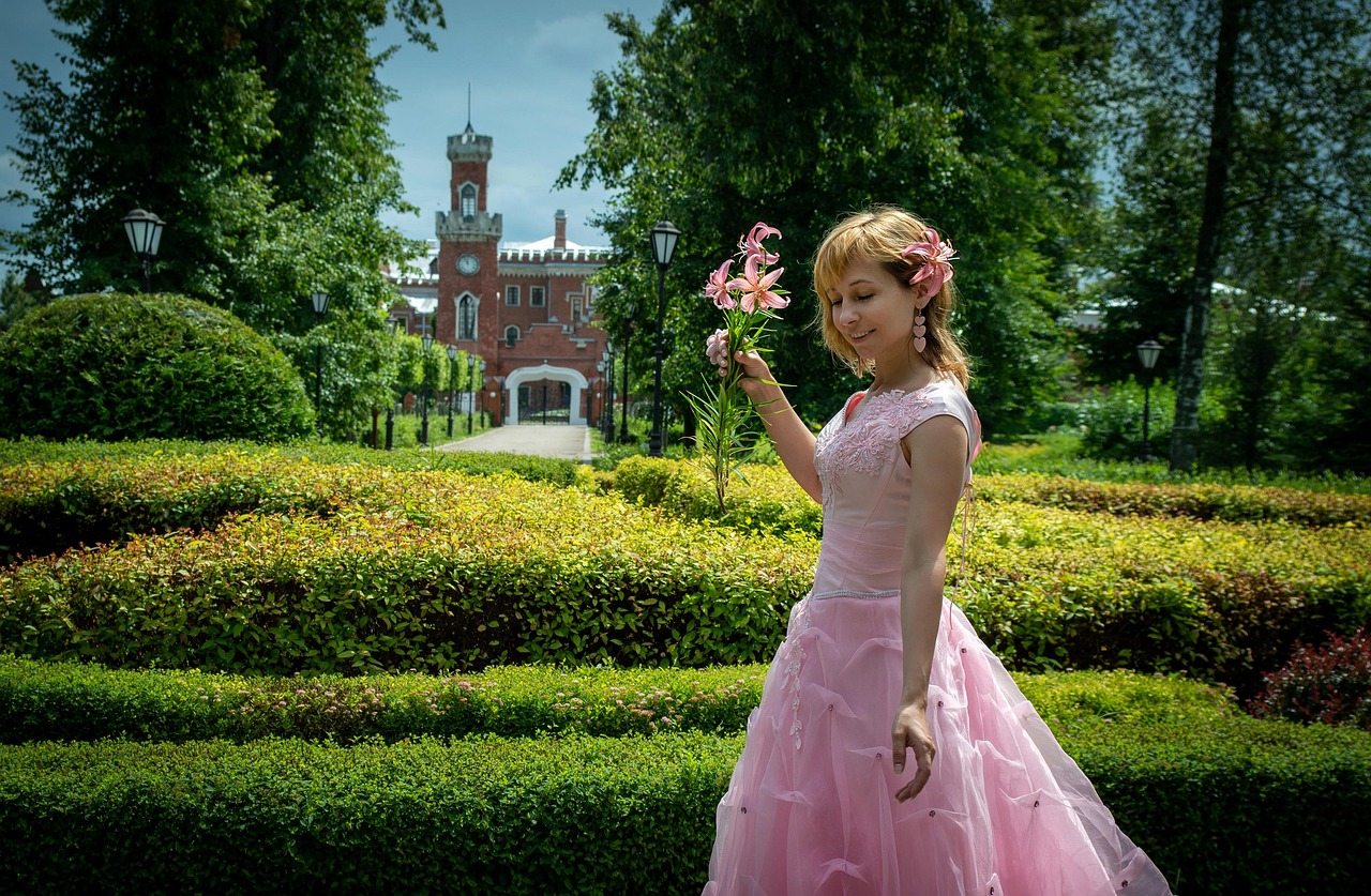 woman, pink dress, bride, wedding dress, quinceanera dresses, garden, fantasy, ball gown, castle, oldenburg palace, ramon, voronezh, renaissance, ball, a princess, old, cinderella, story, wedding, triumph, holiday, pink, romance, landscape design