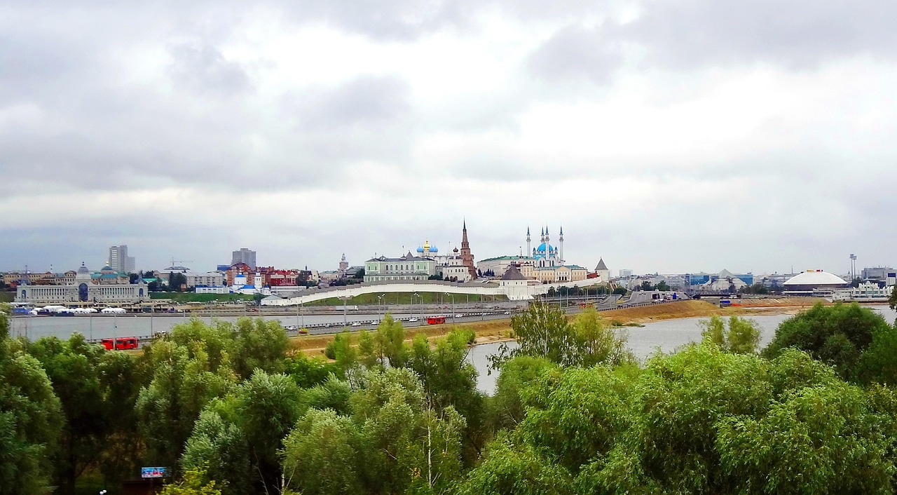 tatarstan, kazan, city, clouds, landscape, russia, sky, architecture, summer, river, nature, journey, kremlin