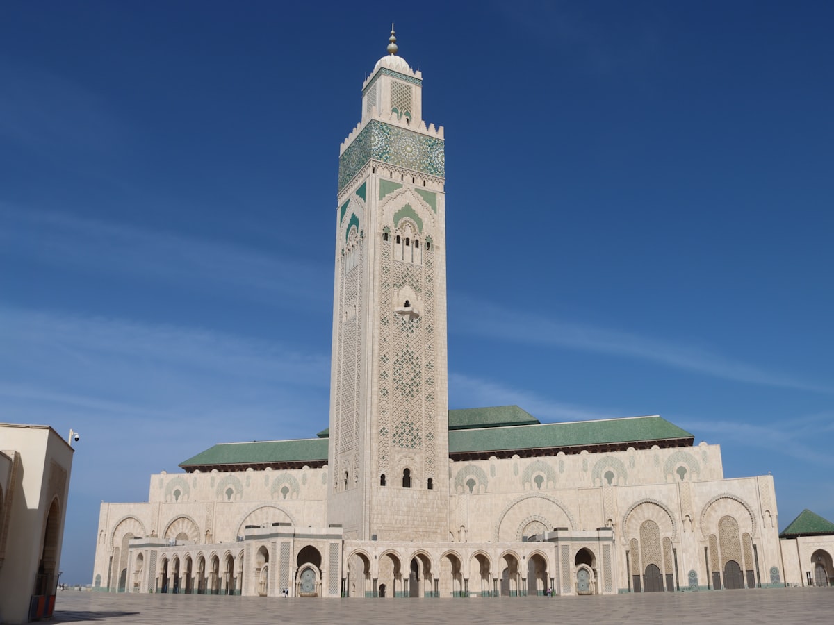 A large white building with a clock tower