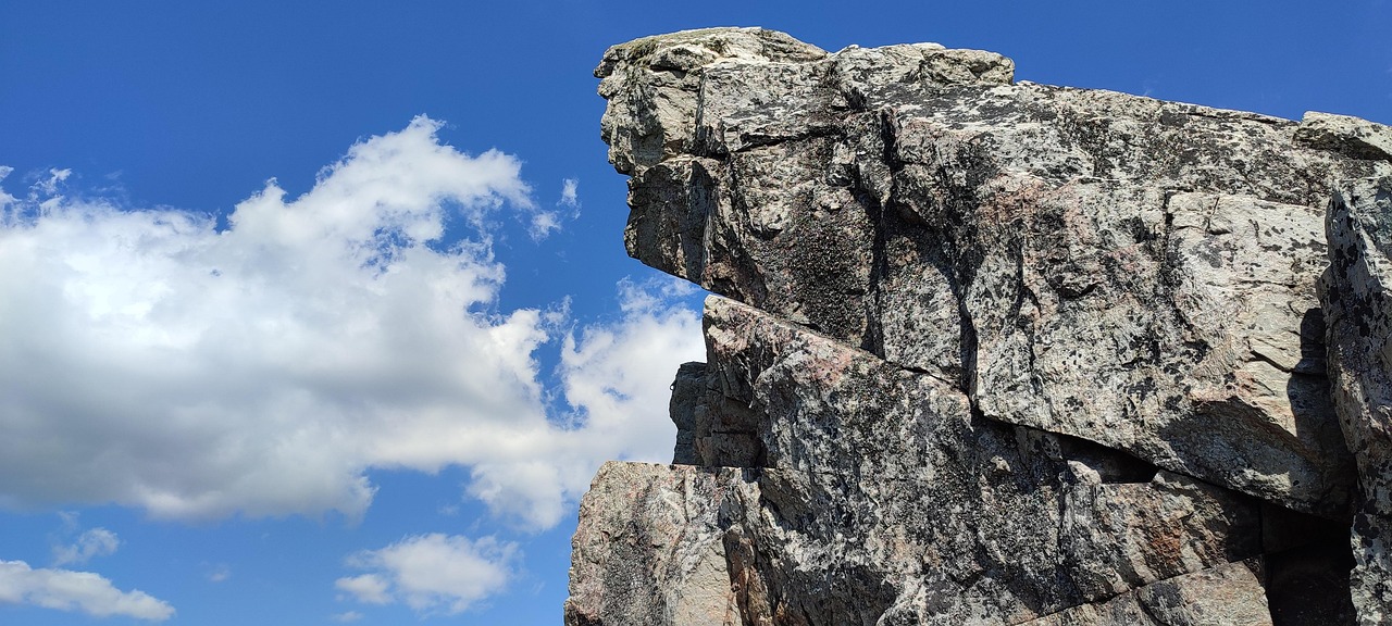 rock, cairn, sky, clouds, travel, exploration, nature, outdoors
