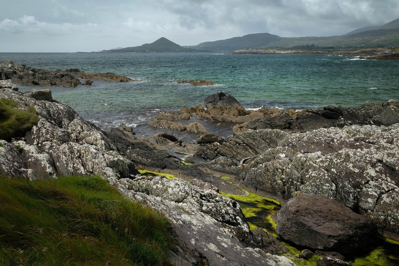 landscape, trees, rustic, green, nature, clouds, ring of kerry, irish, uk, mountains, ireland, mist, lake, lush, wild, coast, iveragh, atlantic way, untouched, southwestern ireland, water, killeen beach