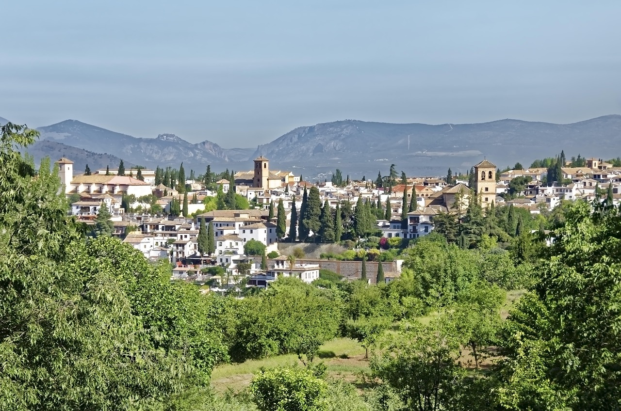spain, granada, panorama, landscape, city, nature, mountains, andalusia