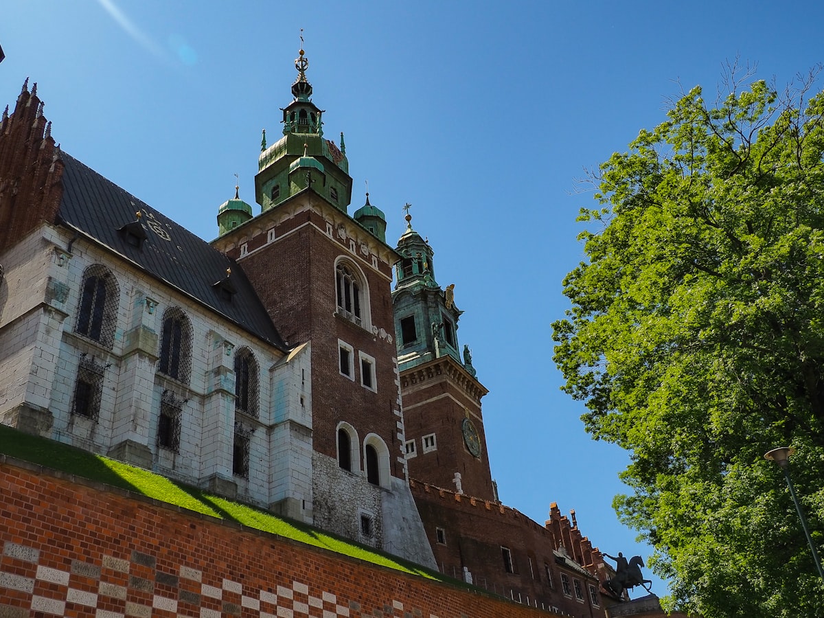 a large brick building with a clock tower