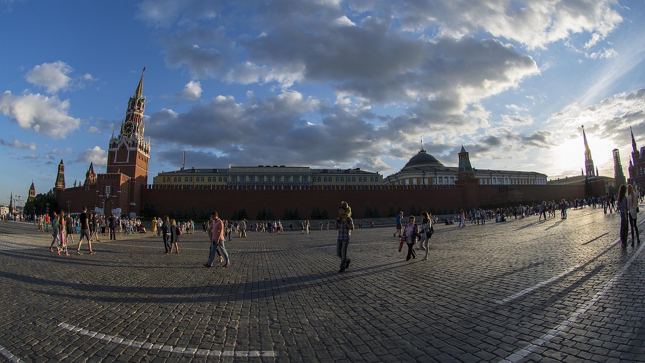 kremlin, the red square, moscow, russia, spasskaya tower, clouds, nature, architecture, fortress, area