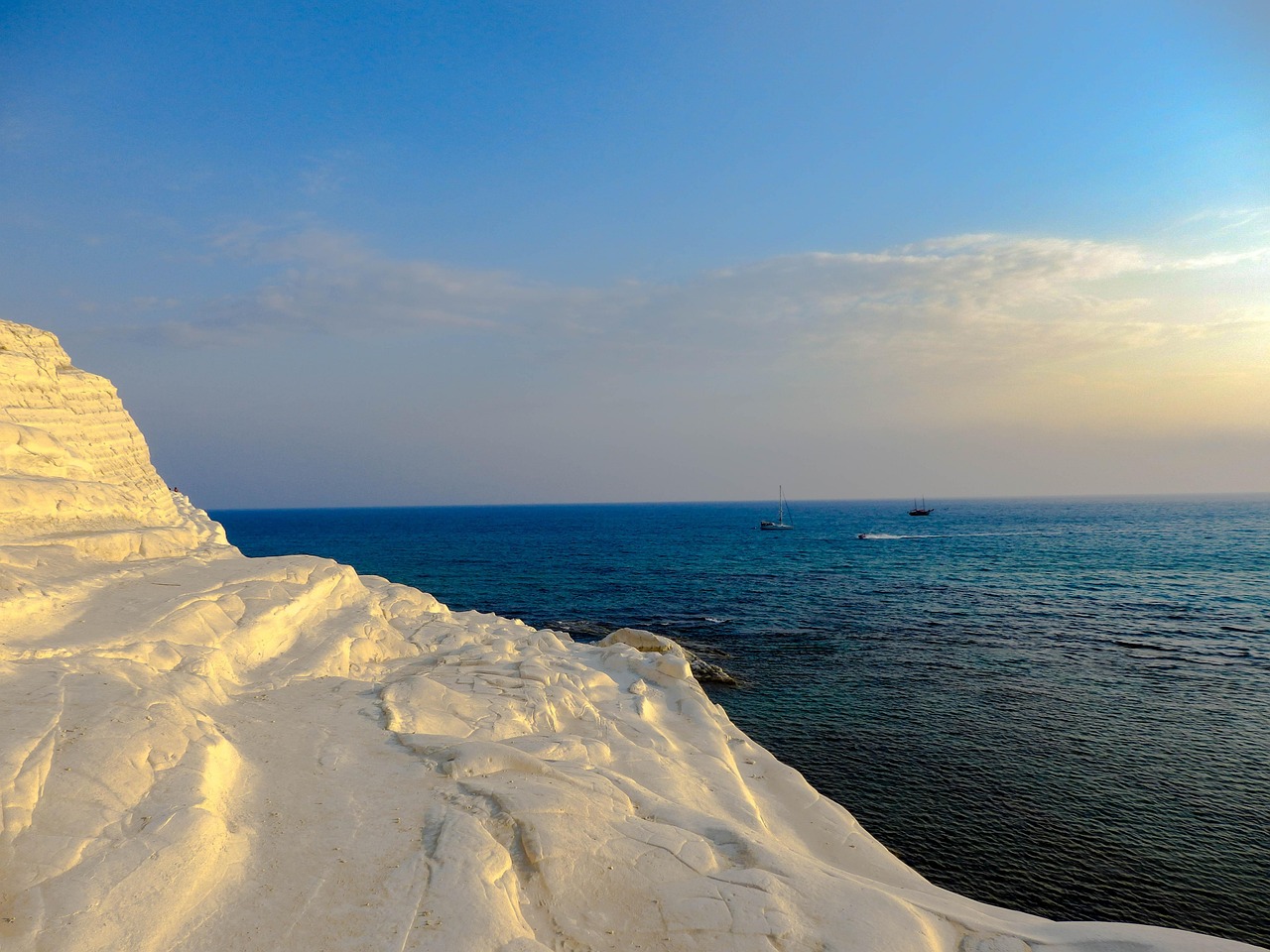 landscape, nature, cliff white, rock, scala dei turchi, sicily, italy, water, sea, tranquility, sunset, comanche