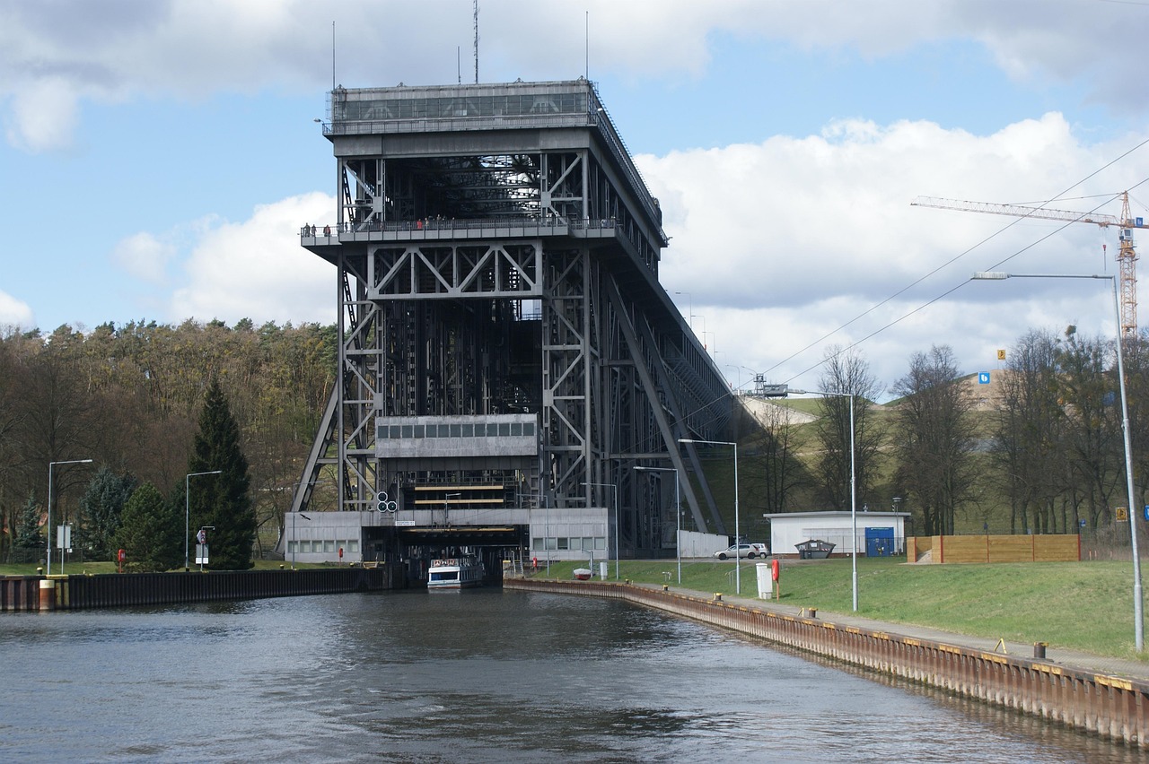 ship lift, boat lift, ship elevator, niederfinow, germany, river, elevator, boat, lift, equipment