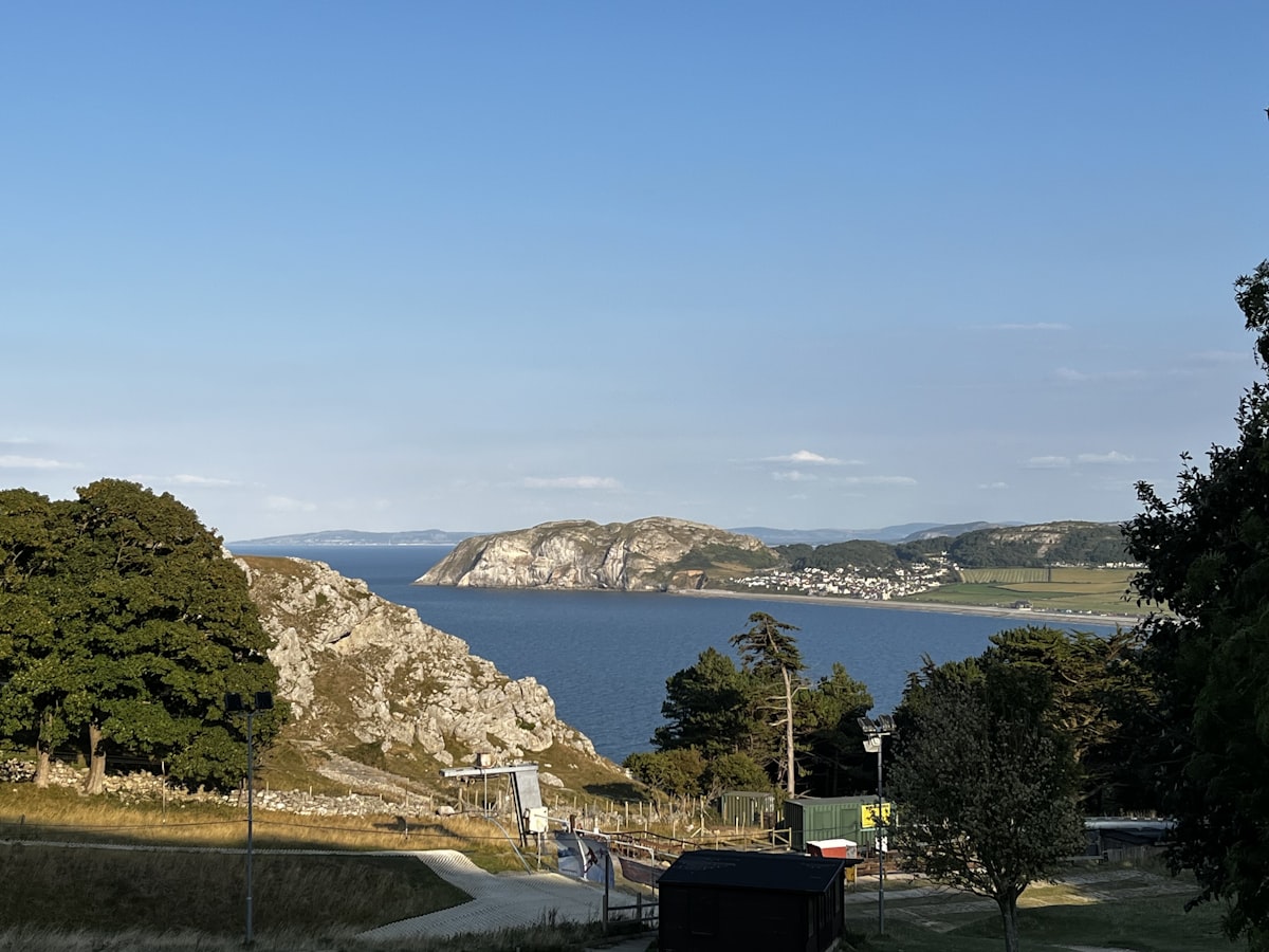a view of a body of water with mountains in the background