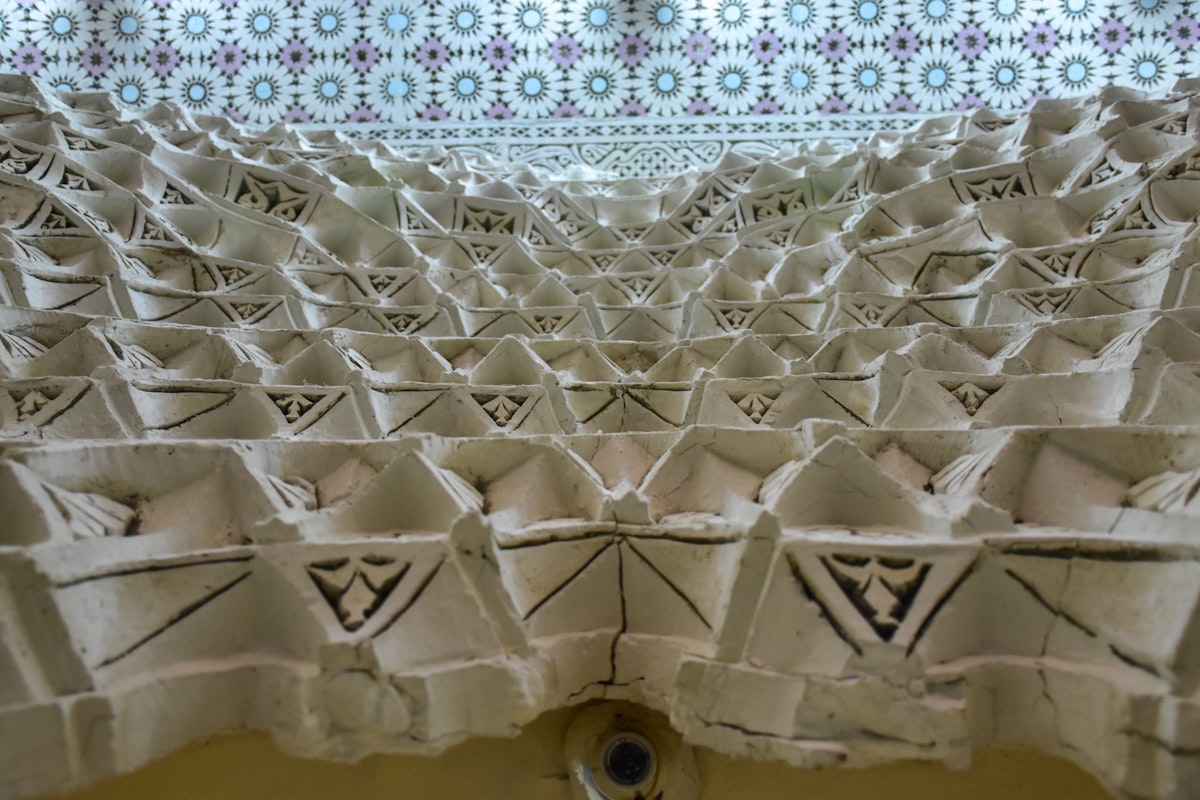 white and black floral textile