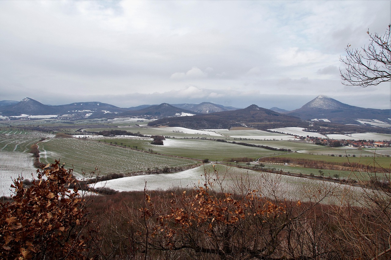czech, highlands, country, panorama, winter, snowy, upland, tourism, peaks, view, scenic, milešovka