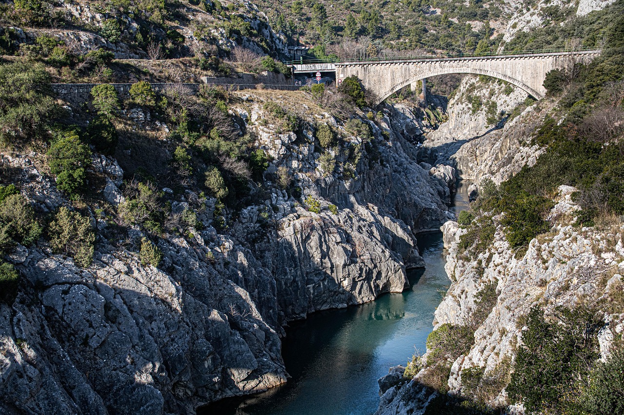arch bridge, bridge, river, architecture, nature, landscape, gorge