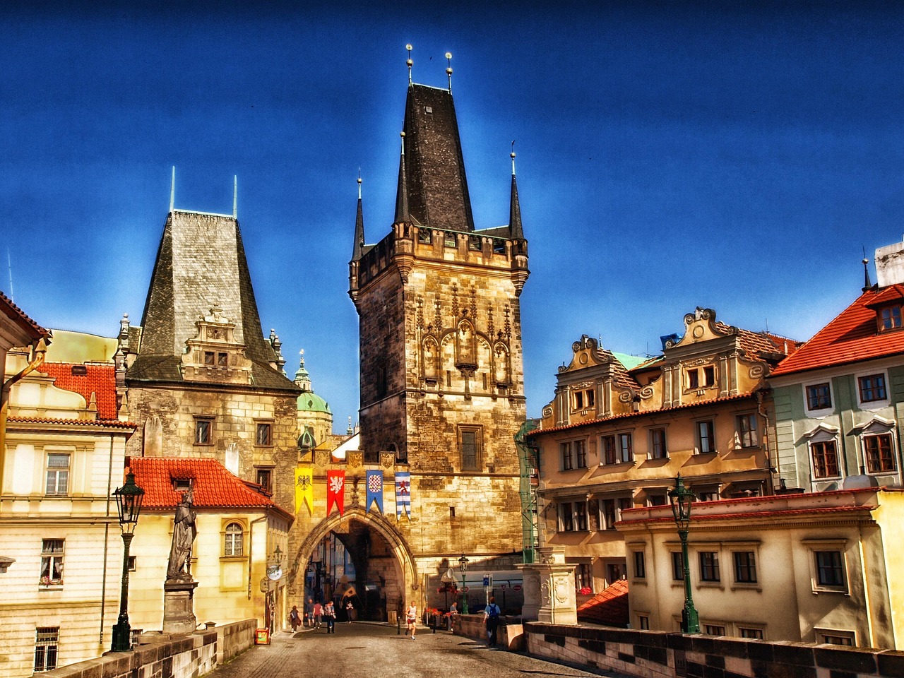 prague, czech republic, charles bridge, city, skyline, buildings, nature, architecture, urban, cities, sky, hdr, blue bridge