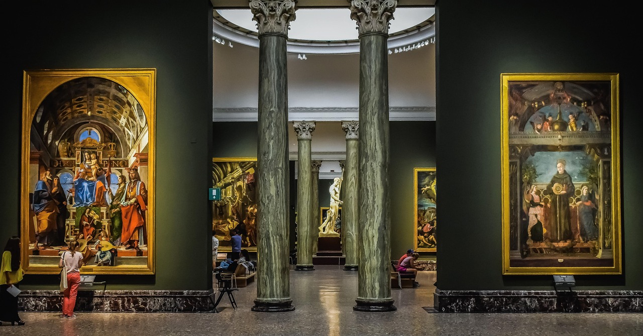 pinacoteca di brera, art, paintings, interior, gallery, artwork, columns, architecture, milan, milano, lombardy, italy, milan, milan, milan, milan, milan, milano, milano, milano, milano