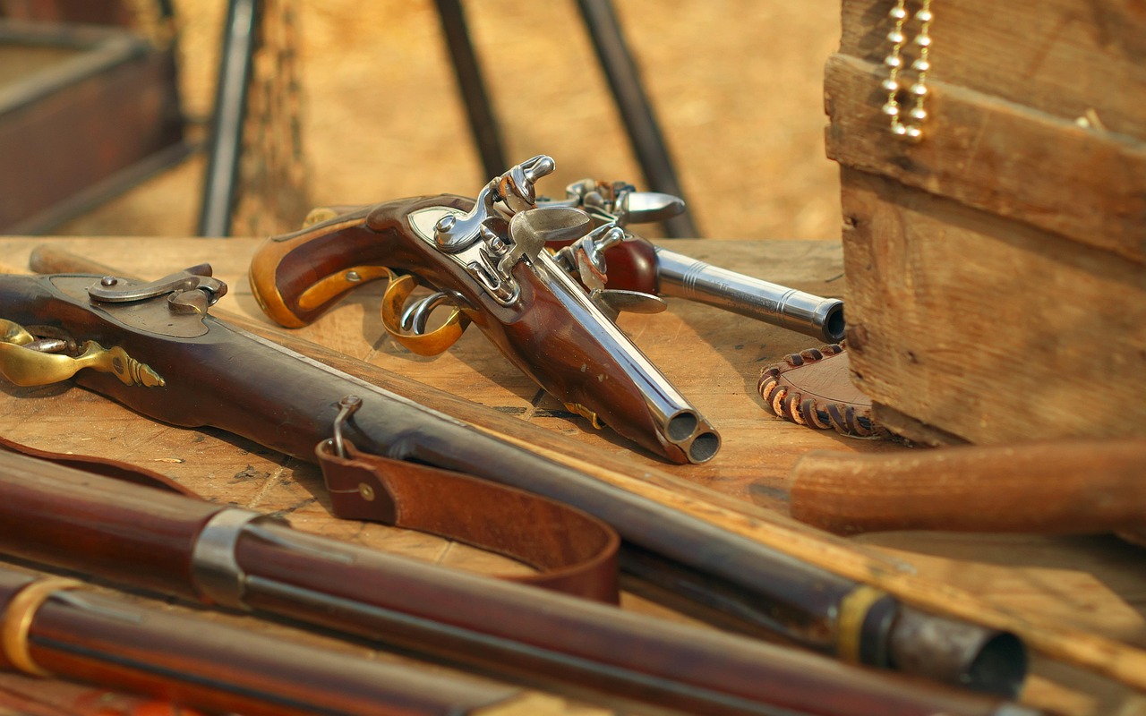 weapons, gun, musket, chest, pirates, musket, musket, musket, musket, musket