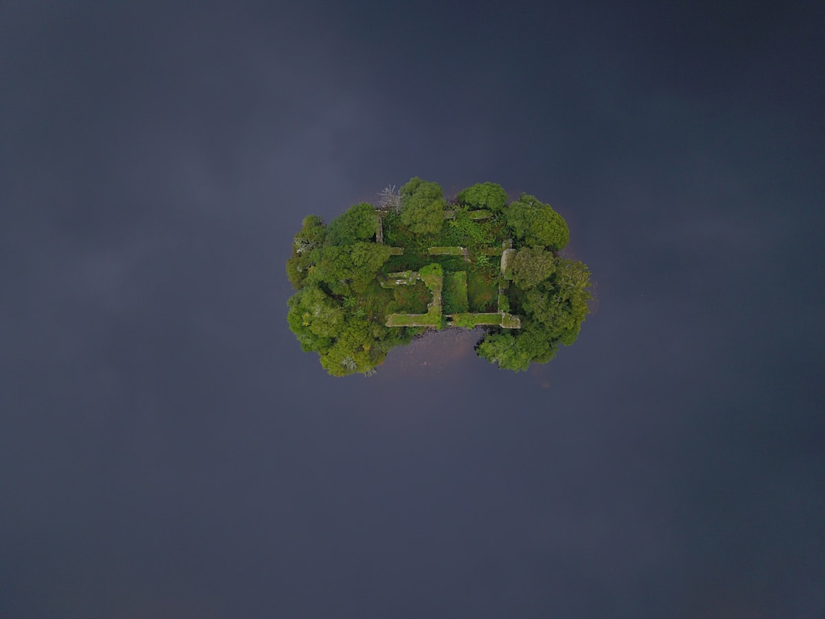 a small island in the middle of a body of water
