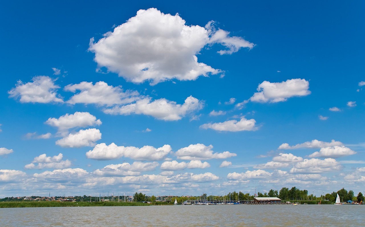 lake, clouds, water, neusiedler see, nature, burgenland, austria, summer