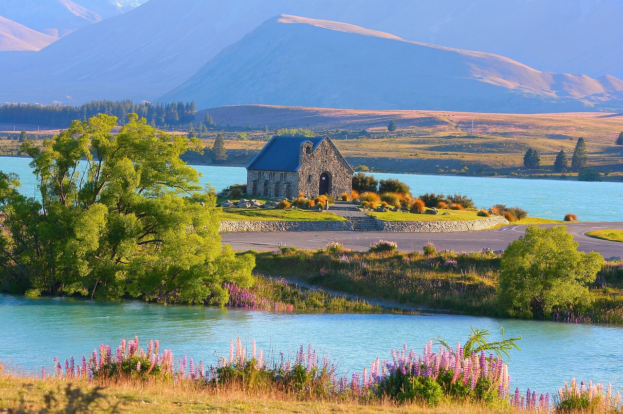 lake tekapo, new zealand, church, nature, church of the good shepherd, morning, blue church, blue news, blue lake, blue new, blue morning, new zealand, new zealand, new zealand, new zealand, new zealand