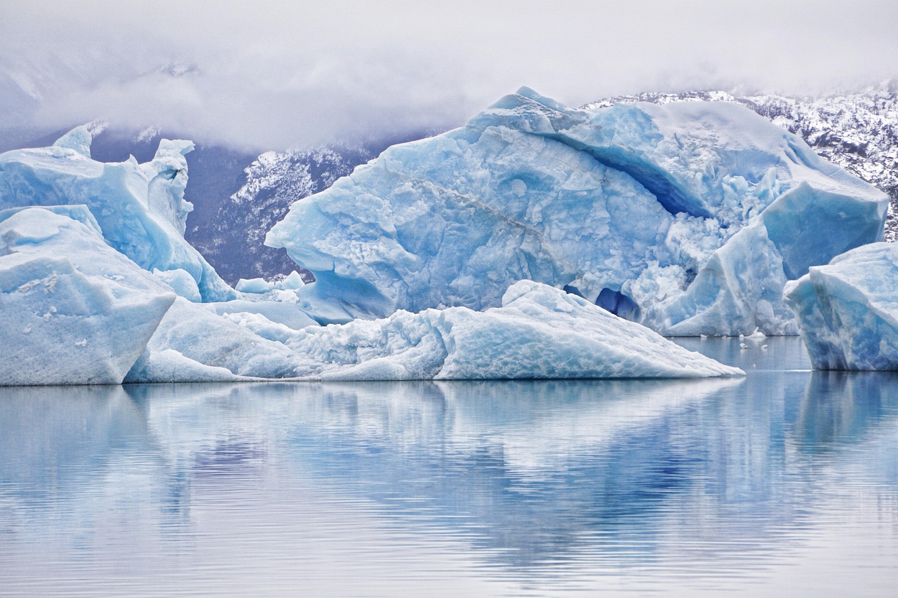 iceberg, chile, patagonia, climate, lake gray, lake, blue, winter, fog, cold, water, frost, reflection, nature, to travel