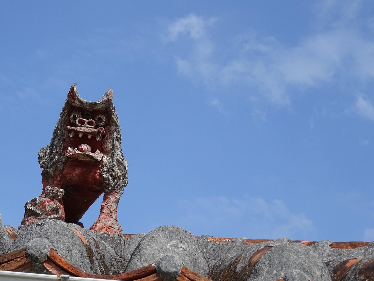 okinawa, sky, roof, dragon, nature, stome, decoration, asian style