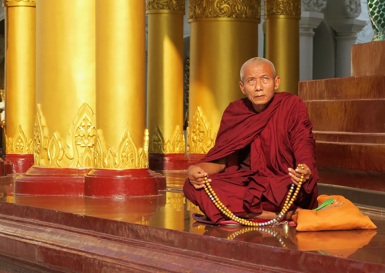 religion, buddha, buddha purnima, temple, spirituality, monk, prayer, meditation, people, worship, monastery, pagoda, shrine, shwedagon pagoda, yangon, shwedagon, myanmar, buddhist, rosary, rosary beads, pillars, praying, landmark, buddhism, religious, culture, sacred, holy, burma, golden, old man, robes