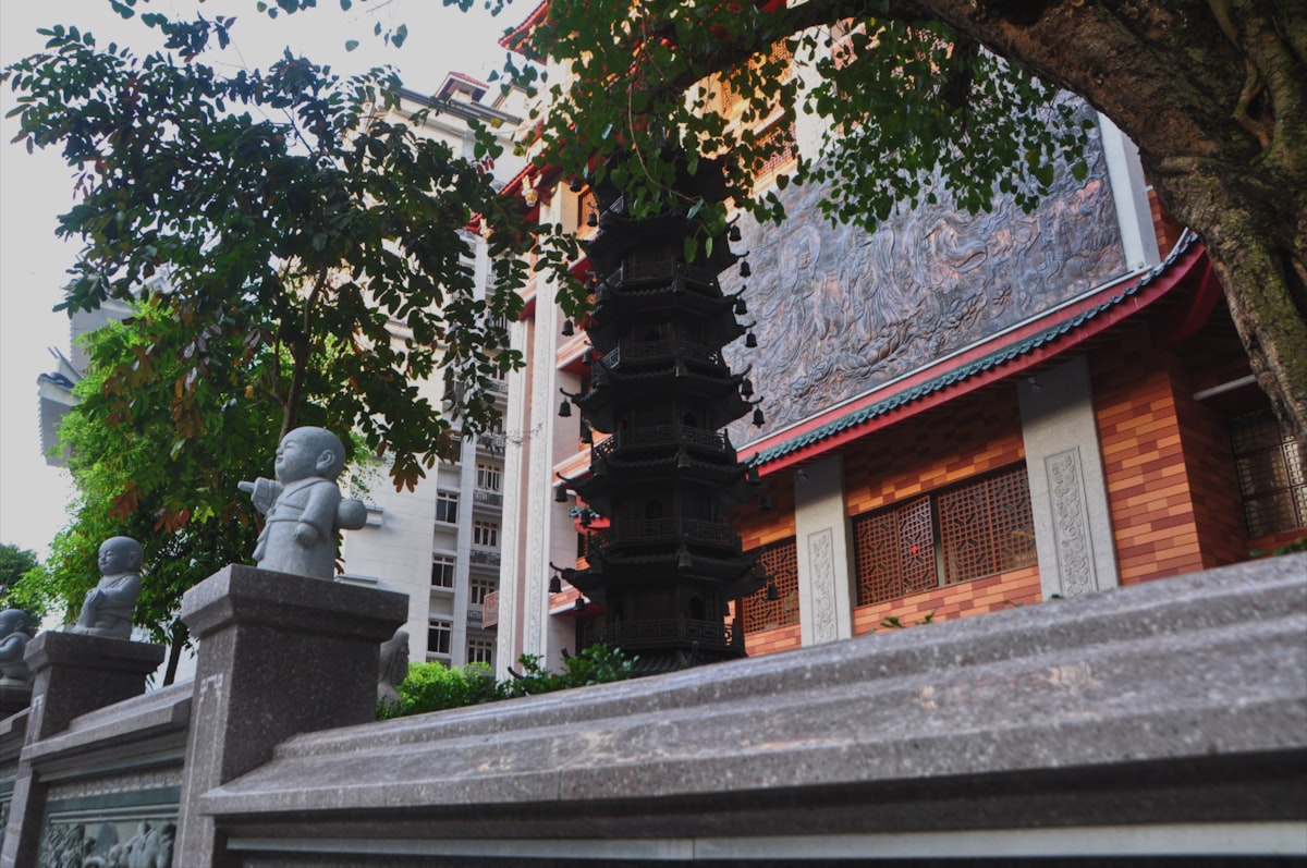 green trees near brown and white concrete building during daytime