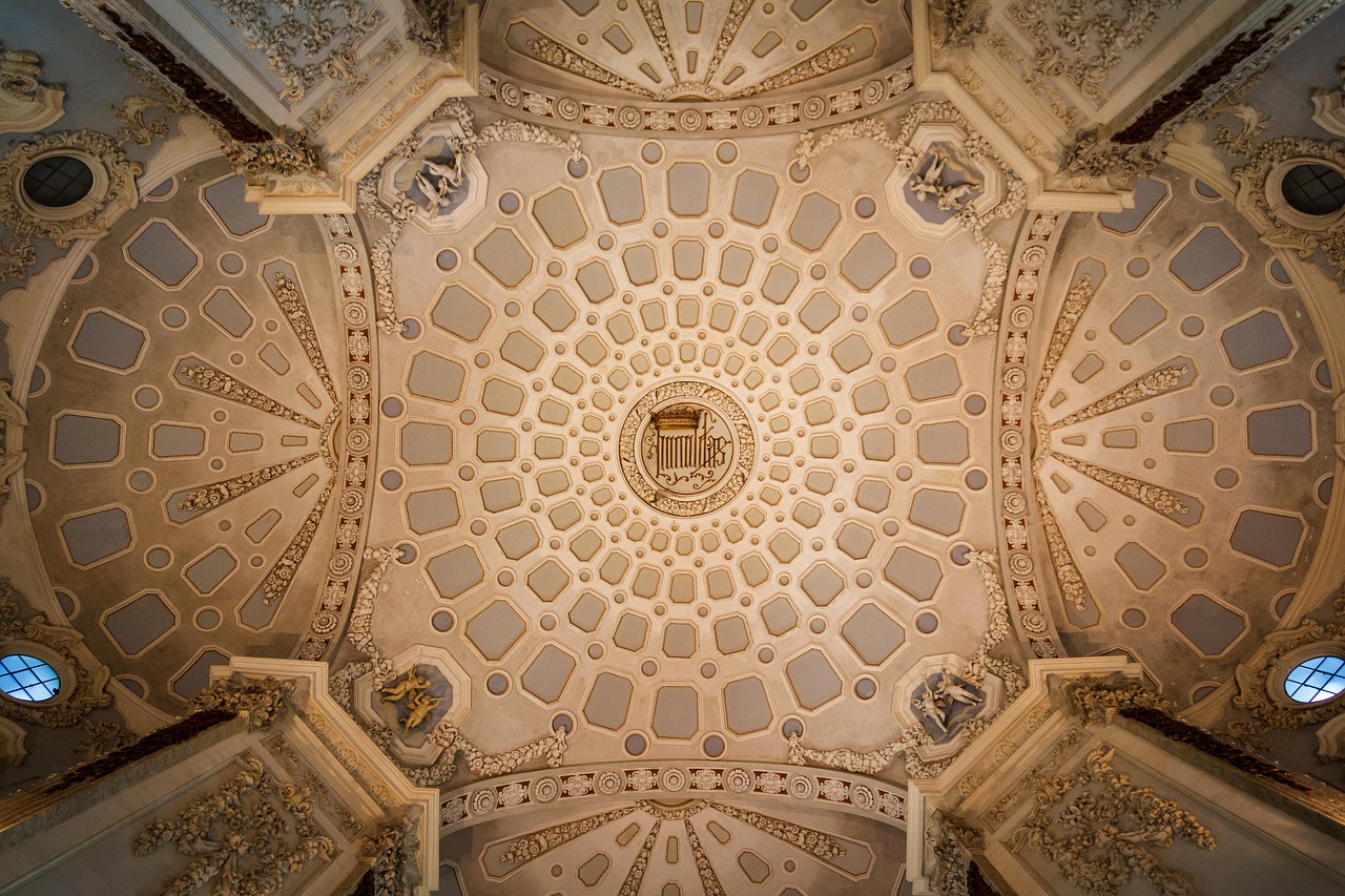architecture, palazzo, isola bella, italy, symmetry, borromean islands, landmark, ceiling