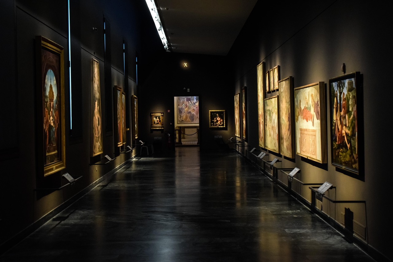 pinacoteca di brera, art, paintings, interior, gallery, artwork, architecture, milan, milano, lombardy, italy