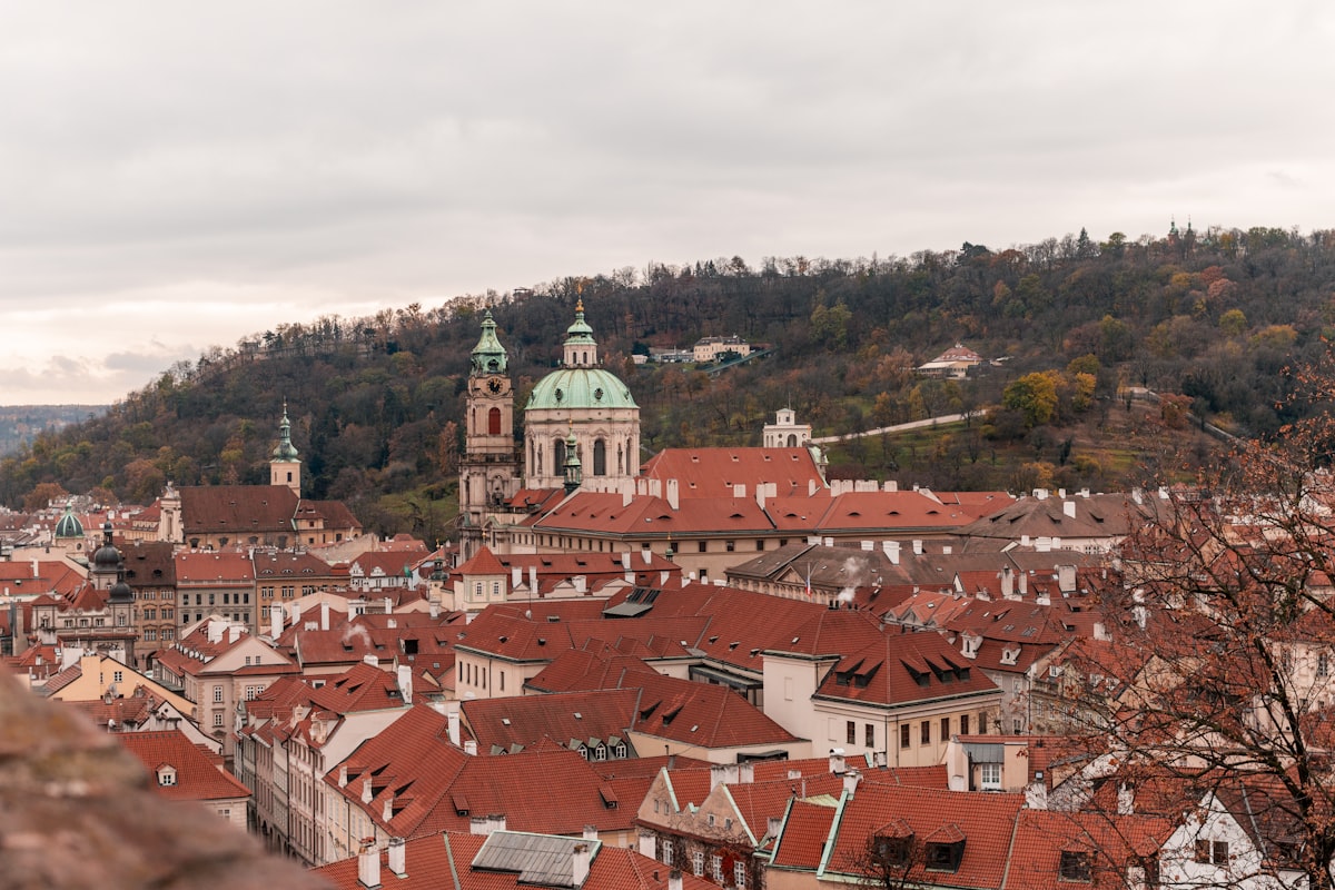 a view of a city from a hill