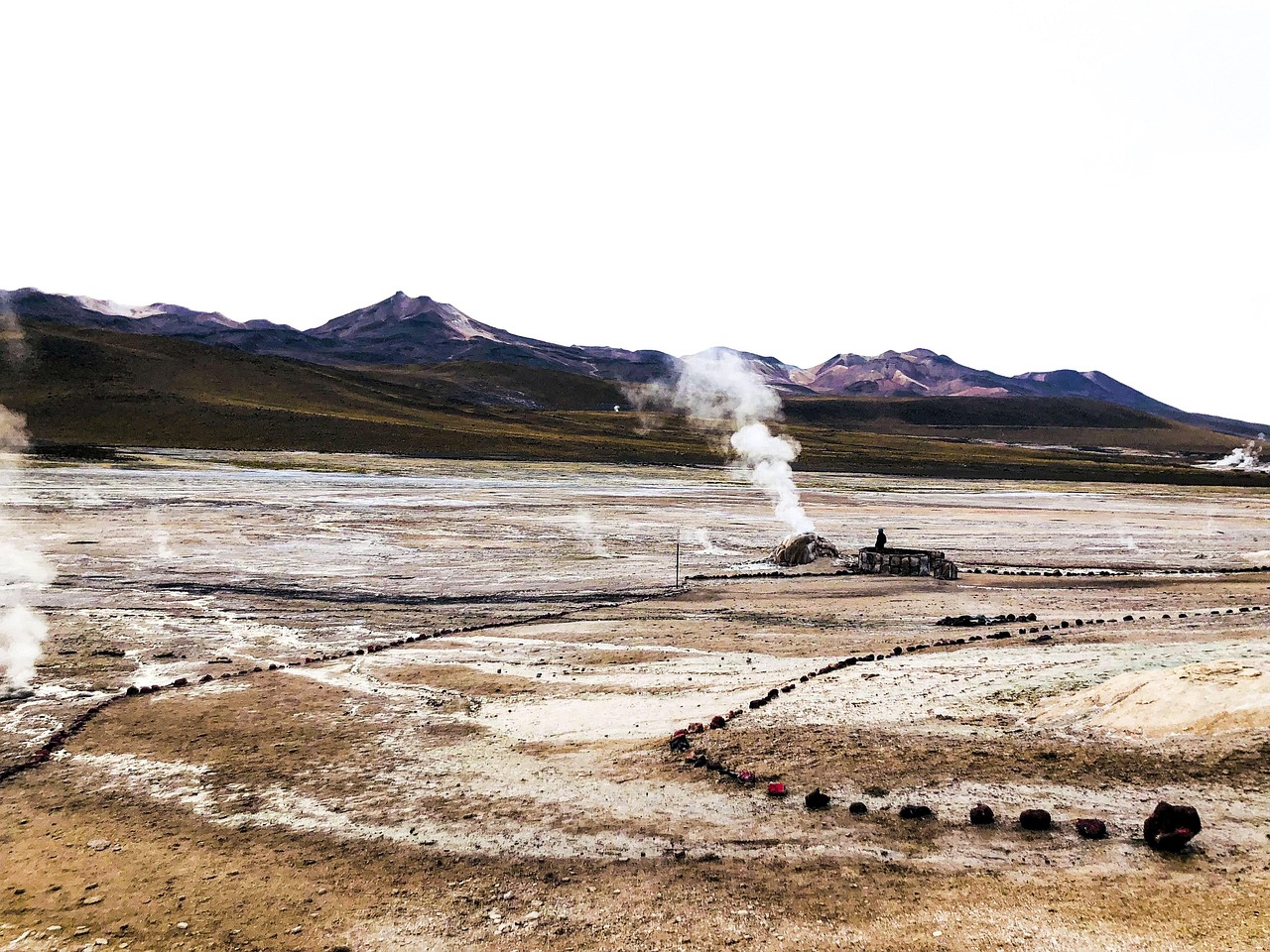 geyser, desert, chile, atacama, nature, andes, thermal, volcanism, landscape, mountains, stone, smoke, water, vapour