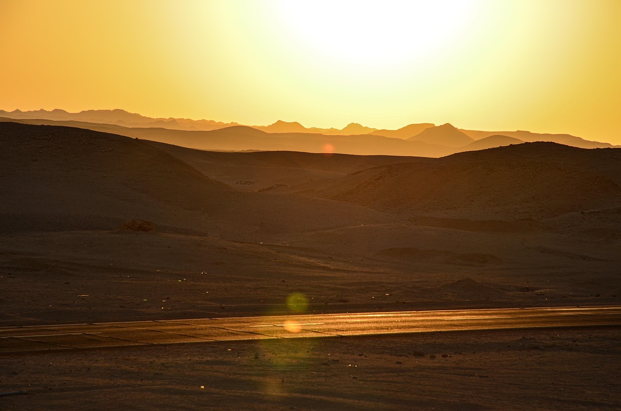 sunset, desert, heat, spicy, nature, summer, egypt, sun, sand, yellow, hot, reflection